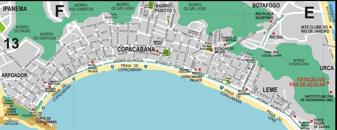 copacabana, Rio de Janeiro haritası