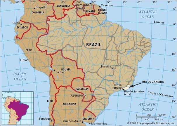 harita üzerinde yer alan Rio de Janeiro nerede