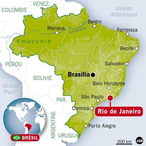 Rio de Janeiro Brezilya dünya haritası üzerinde