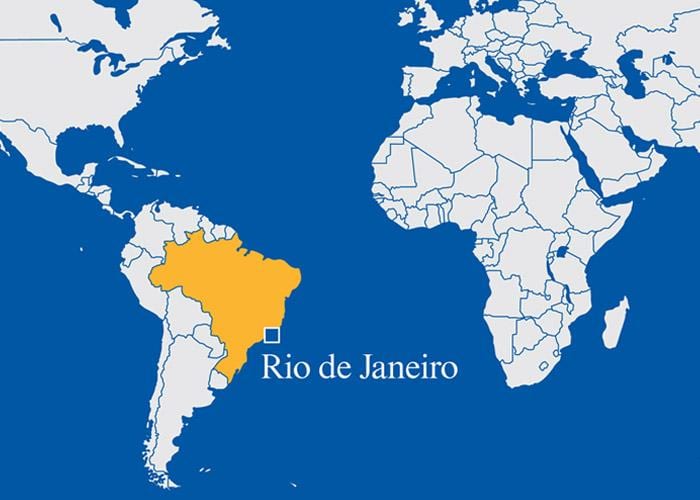 dünya haritası Rio de Janeiro gösteriliyor