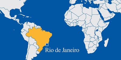 Dünya haritası Rio de Janeiro gösteriliyor